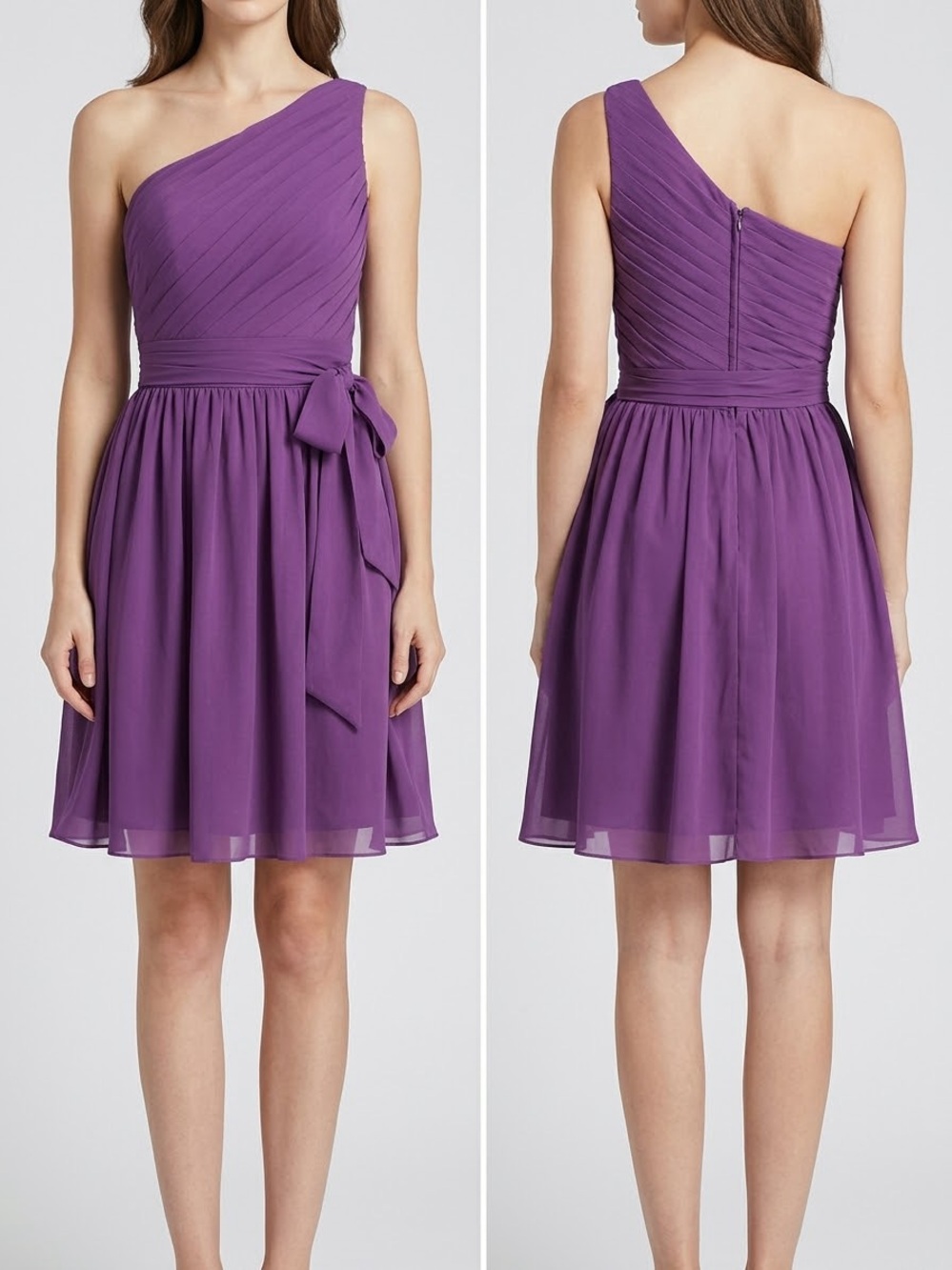 JJs House One-Shoulder Purple Chiffon Party Dress